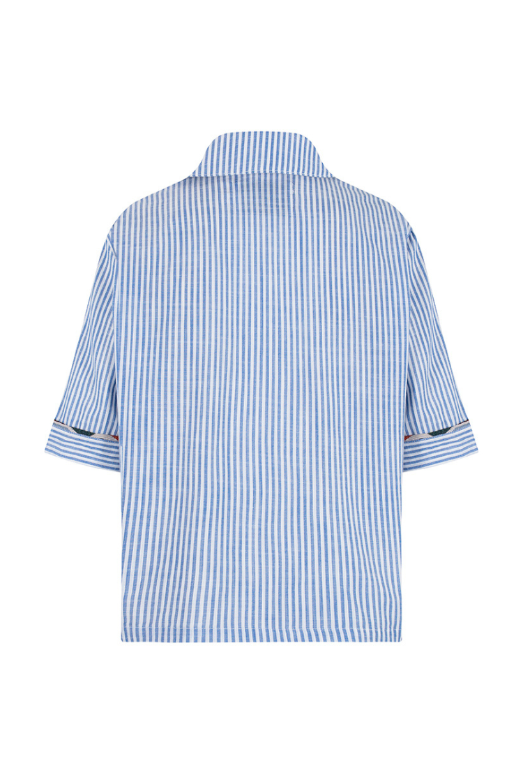 CAMISA MANGA CORTA OVERSIZE FLORENCIA AZUL CLARO BÚHO