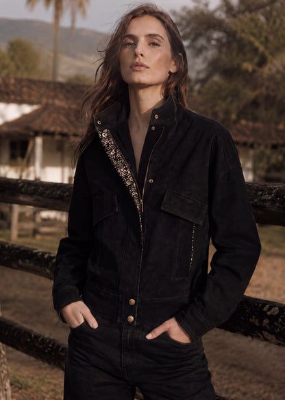 CHAQUETA BOMBER REGULAR LISBOA NEGRO INDIA NEGRO