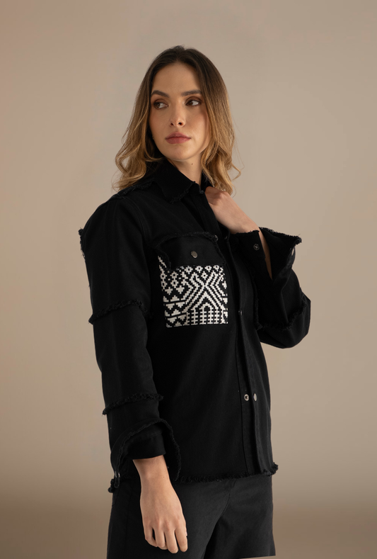 CAMISA OVERSHIRT REGULAR DALLAS NEGRO B&W