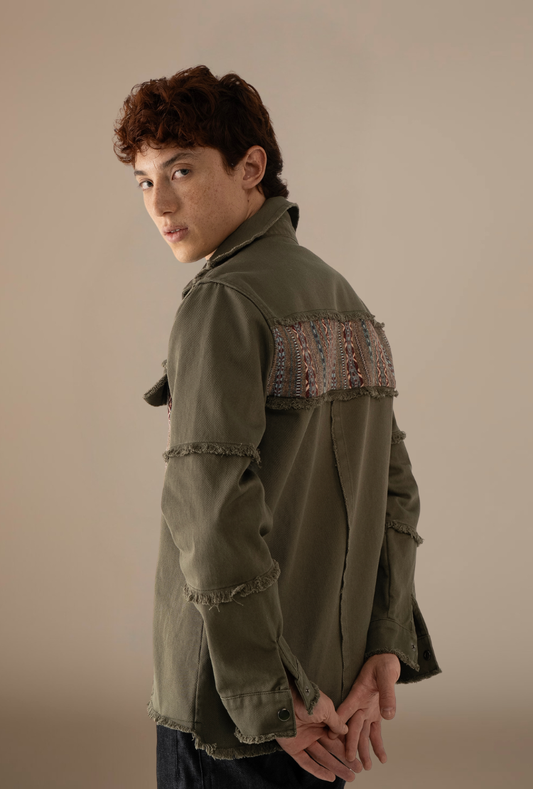 CAMISA OVERSHIRT REGULAR DALLAS VERDE OLIVA VINO RAYAS