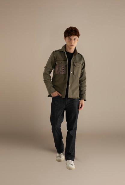 CAMISA OVERSHIRT REGULAR DALLAS VERDE OLIVA VINO RAYAS