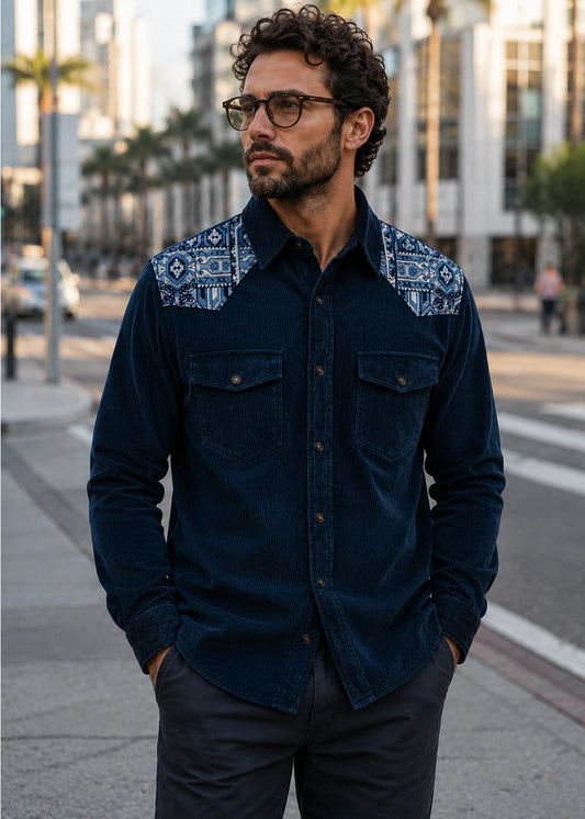 CAMISA CLASICA REGULAR NEW YORK AZUL OSCURO PALM TROPICARIO