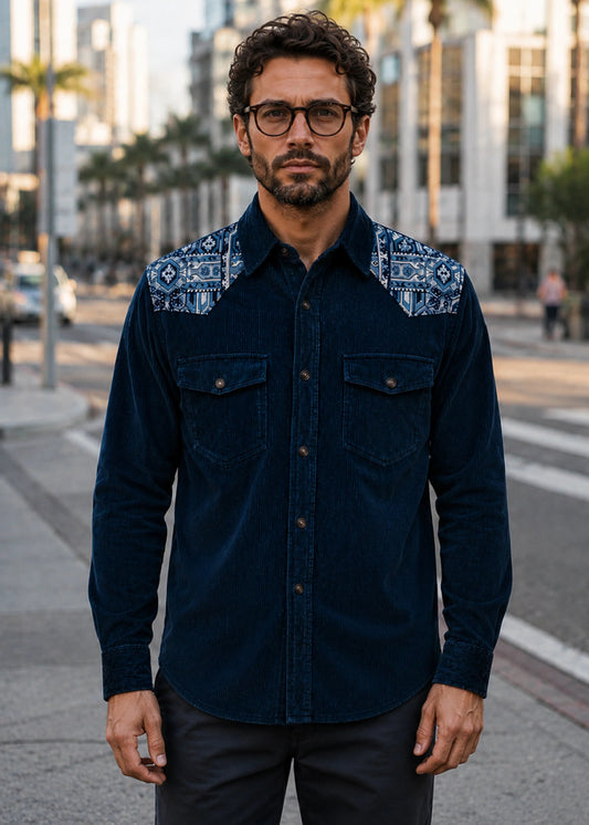 CAMISA CLASICA REGULAR NEW YORK AZUL OSCURO PALM TROPICARIO