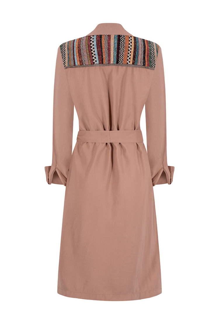 ABRIGO TRENCH REGULAR ATENAS CAQUI MULTICOLOR