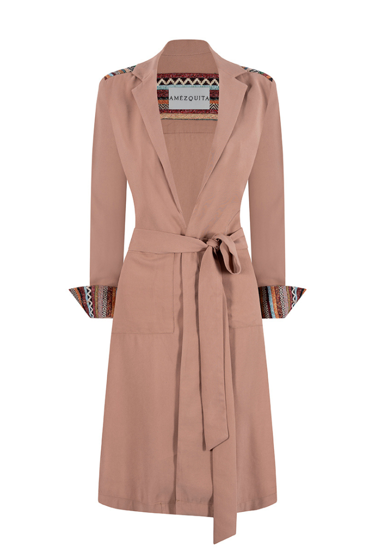 ABRIGO TRENCH REGULAR ATENAS CAQUI MULTICOLOR