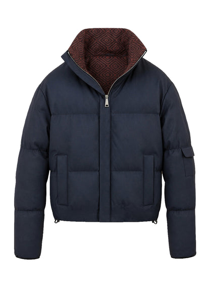 CHAQUETA ACOLCHADA REGULAR QUEBEC AZUL ROMBOS TERRACOTA