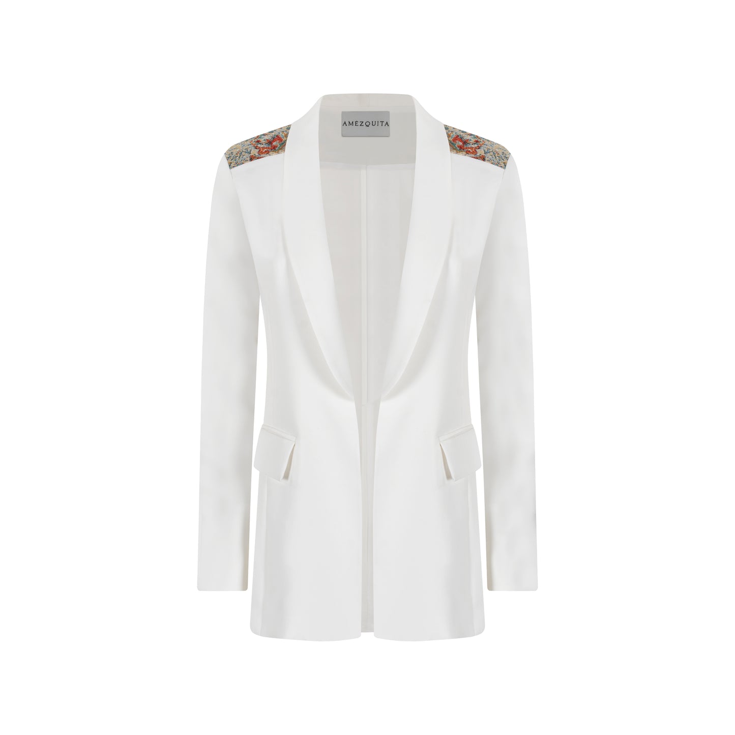 BLAZER SMOKING SLIM FIT MARSELLA BLANCO ARABESCO AZUL