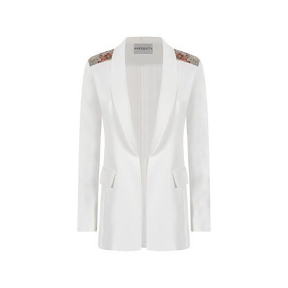 BLAZER SMOKING SLIM FIT MARSELLA BLANCO ARABESCO AZUL