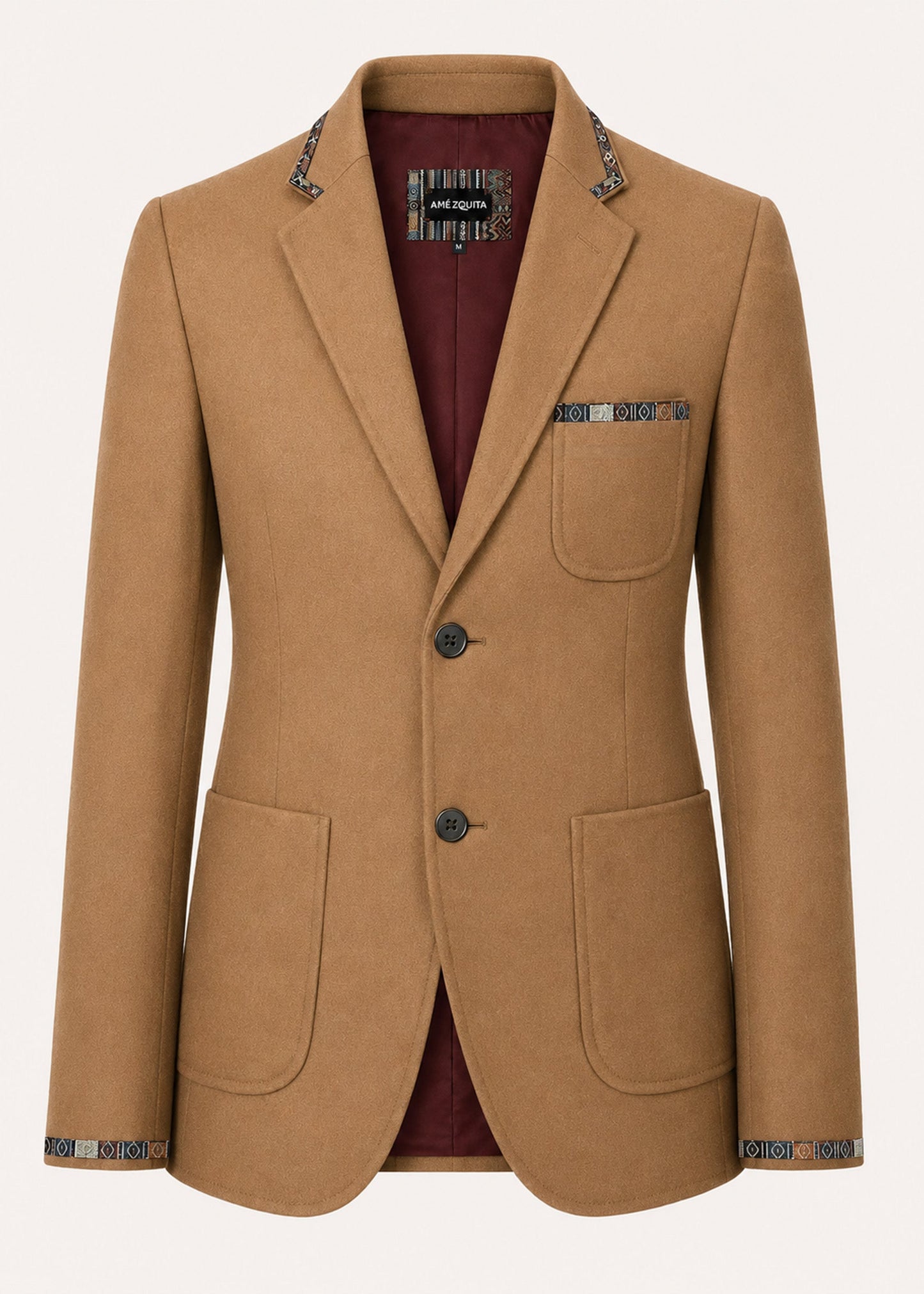 BLAZER SENCILLO REGULAR TOSCANA CAMEL MULTICOLOR
