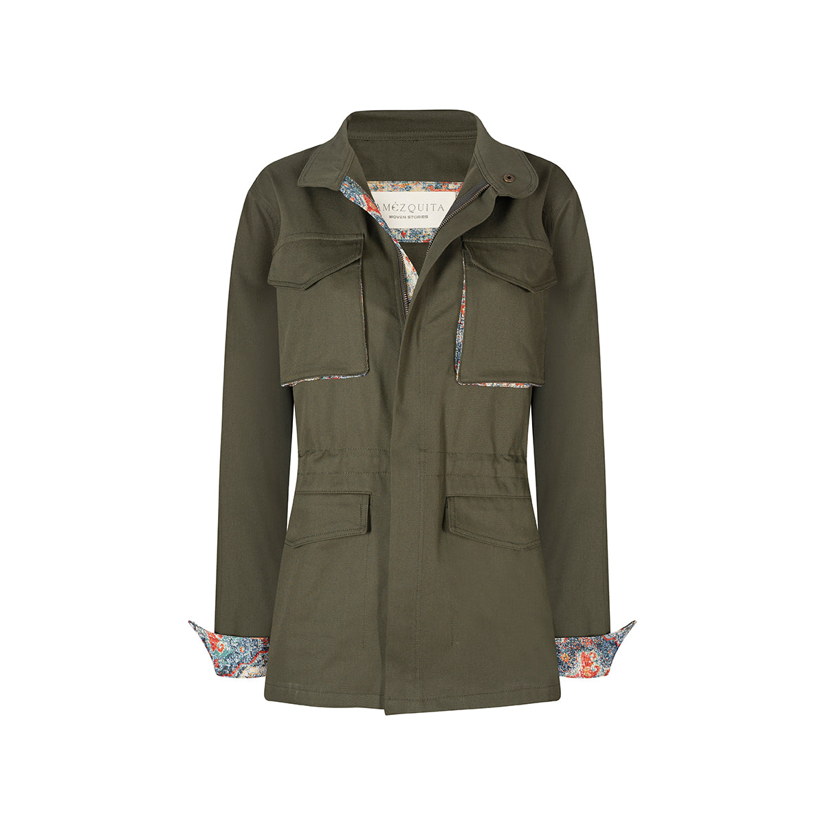 CHAQUETA FIELD REGULAR BRUSELAS VERDE OLIVA ARABESCO AZUL