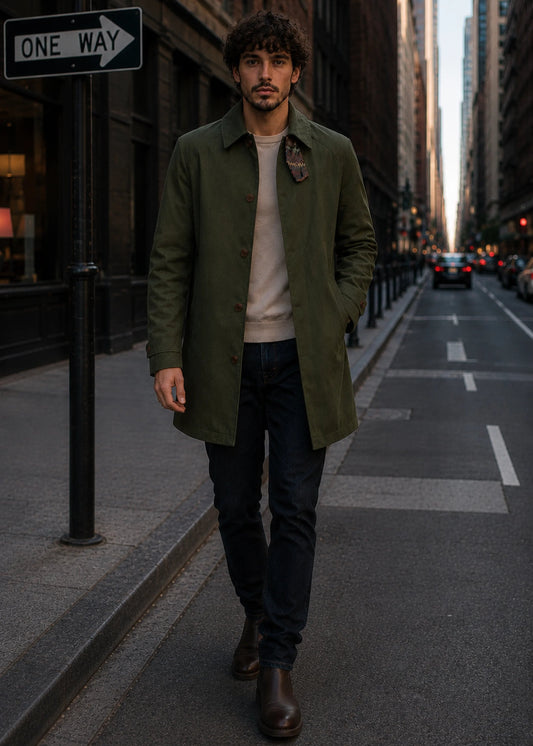ABRIGO TRENCH REGULAR EDIMBURGO VERDE MULTICOLOR