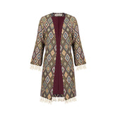 EVA COAT GREEN ROMBOS LARGE FRINGES