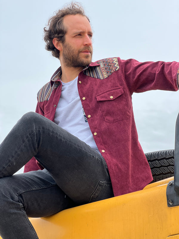 Bob Corduroy Men's Shirt Burgundy