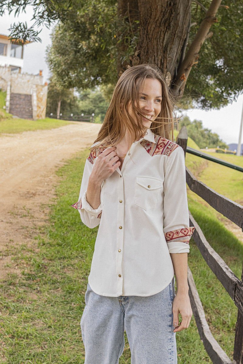 Maki Corduroy Shirt White