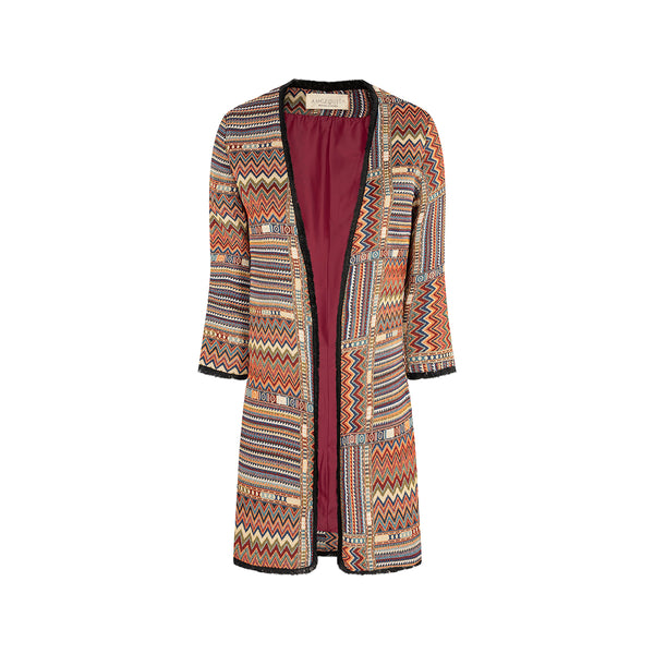 EVA COAT BROWN MULTICOLOR